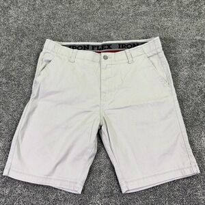 Iron Flex Shorts Mens 36 Gray Chino Casual Pockets Button Work Outdoor City